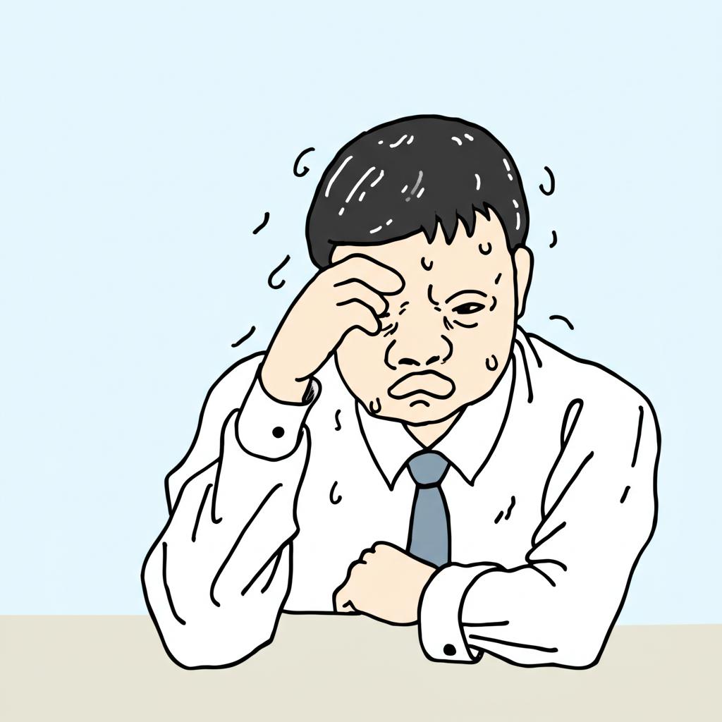 illustration of a tired office worker looking stressed