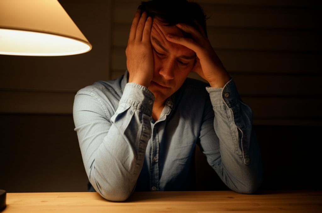 man thinking about relationship problems, feeling tired and burdened