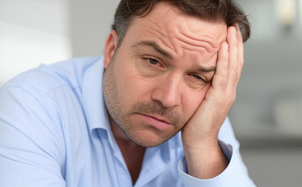 man looking tired and stressed