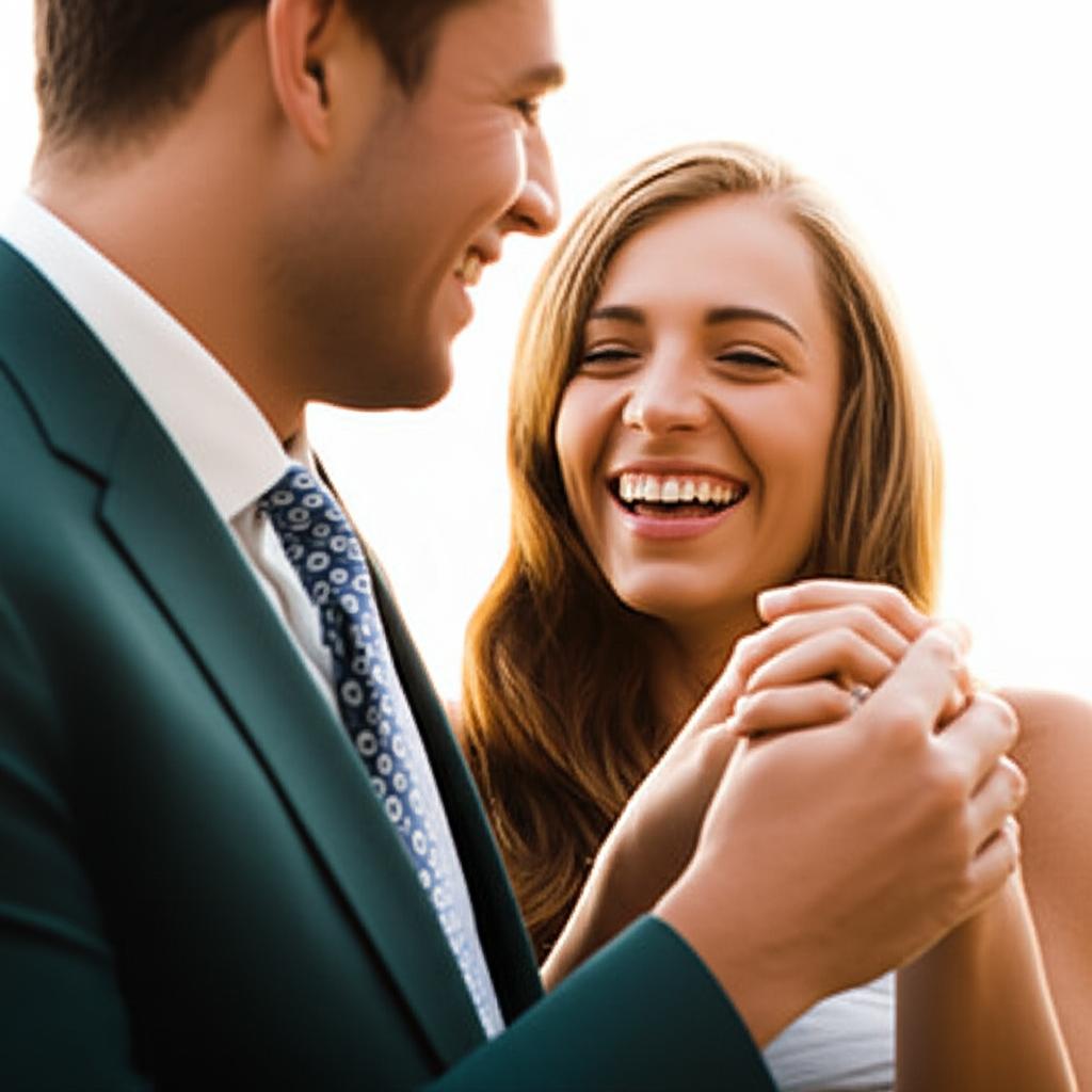 Happy couple smiling and holding hands